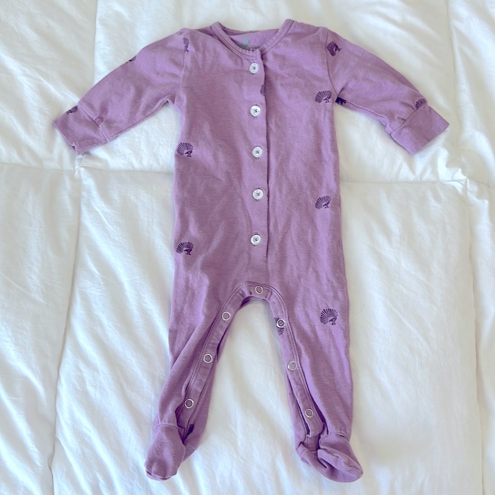 Kate Quinn long sleeve button front union footie